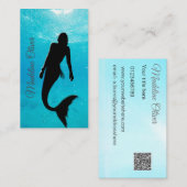 Mermaid Silhouette Blue Ocean QR Code Professional Visitekaartje (Voorkant / Achterkant)