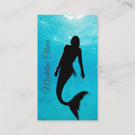 Mermaid Silhouette Blue Ocean QR Code Professional Visitekaartje