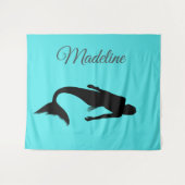 Mermaid Silhouette Blue Summer Modern Wandkleed (Voorkant (horizontaal))