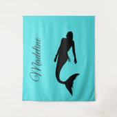 Mermaid Silhouette Blue Summer Modern Wandkleed (Voorkant)