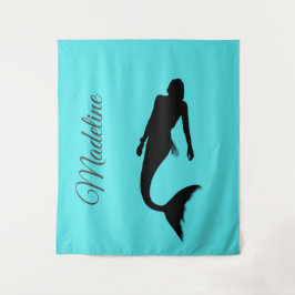 Mermaid Silhouette Blue Summer Modern Wandkleed