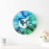 Mermaid Silhouette en Ocean Swirls Grote Klok (Huis)