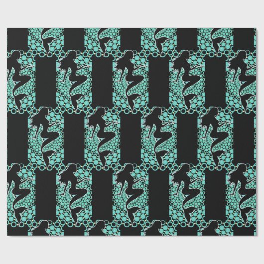 Mermaid Silhouette in Bubbles Thunder_Cove Cadeaupapier (Vlak)