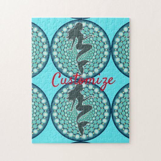 Mermaid Silhouette in Bubbles Thunder_Cove Jigzaag Legpuzzel (Verticaal)