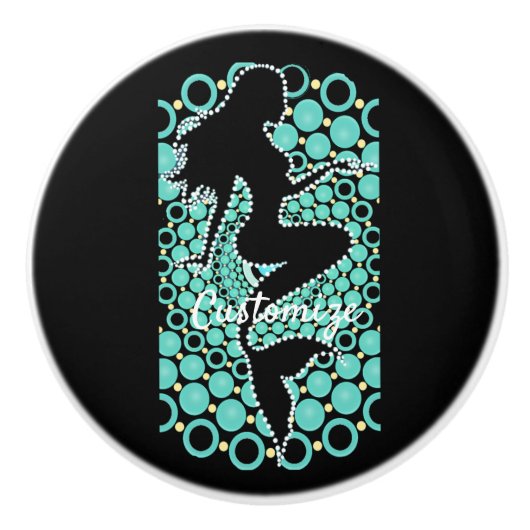 Mermaid Silhouette in Bubbles Thunder_Cove Keramische Knop (Voorkant)