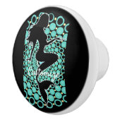 Mermaid Silhouette in Bubbles Thunder_Cove Keramische Knop (Rechts)
