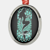 Mermaid Silhouette in Bubbles Thunder_Cove Metalen Ornament (Links)