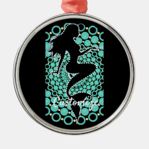 Mermaid Silhouette in Bubbles Thunder_Cove Metalen Ornament