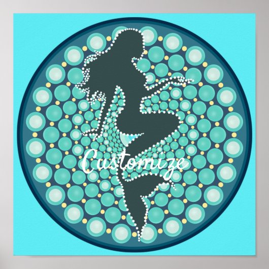 Mermaid Silhouette in Bubbles Thunder_Cove Poster (Voorkant)
