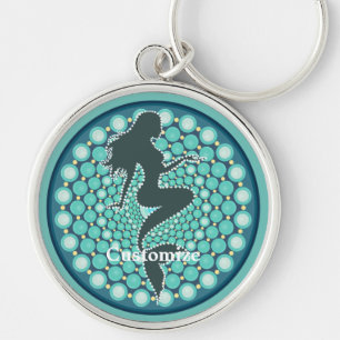 Mermaid Silhouette in Bubbles Thunder_Cove Sleutelhanger