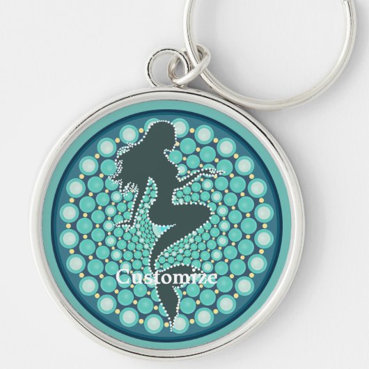 Mermaid Silhouette in Bubbles Thunder_Cove Sleutelhanger (Voorkant)