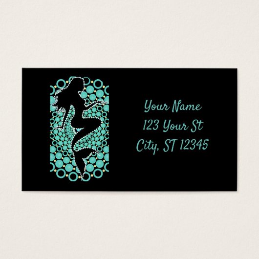 Mermaid Silhouette in Bubbles Thunder_Cove Visitekaartje (Voorkant)