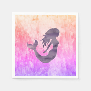 Mermaid Silhouette Ombre Painting Servet