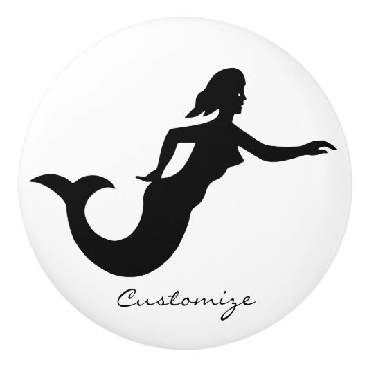 Mermaid Silhouette Thunder_Cove Keramische Knop (Voorkant)