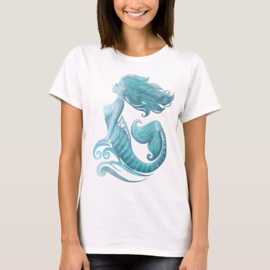 Mermaid silhouette waterverf stijlvol t-shirt (Voorkant)