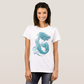 Mermaid silhouette waterverf stijlvol t-shirt (Voorkant volledig)