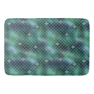 Mermaid Silver Blauwgroen Ocean Glitz Badmat