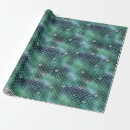 Mermaid Silver Blauwgroen Ocean Glitz Cadeaupapier