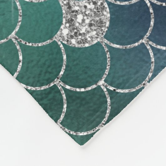 Mermaid Silver Blauwgroen Ocean Glitz Fleece Deken (Hoek)