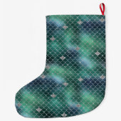 Mermaid Silver Blauwgroen Ocean Glitz Grote Kerstsok (Achterkant)