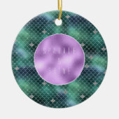 Mermaid Silver Blauwgroen Ocean Glitz Keramisch Ornament (Voorkant)