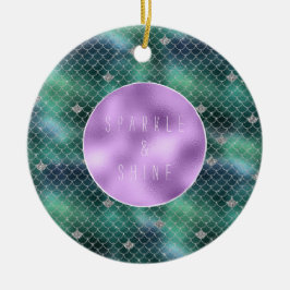 Mermaid Silver Blauwgroen Ocean Glitz Keramisch Ornament
