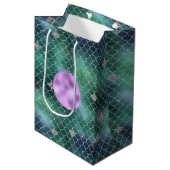 Mermaid Silver Blauwgroen Ocean Glitz Medium Cadeauzakje (Voorkant Gekanteld)