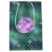 Mermaid Silver Blauwgroen Ocean Glitz Medium Cadeauzakje (Voorkant)