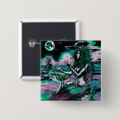 Mermaid Siren Atlantis Pearl Vierkante Button 5,1 Cm (Voorkant /achterkant)