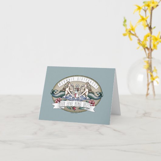 Mermaid Sisterhood Note Card Kaart (Gele Bloem)