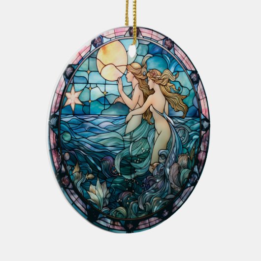 Mermaid Sisters Keramisch Ornament (Rechts)