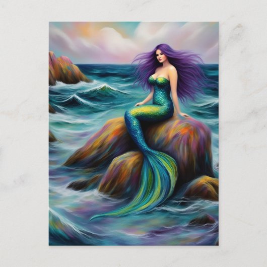 Mermaid Sitting on a Rock Briefkaart (Voorkant)