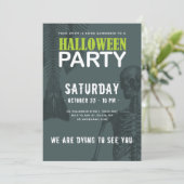 Mermaid Skeleton Dark Halloween Party Kaart (Staand voorkant)