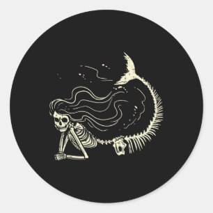 Mermaid Skeleton Halloween Costume Women Girls Ronde Sticker