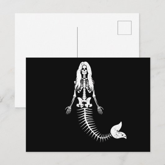 Mermaid Skeleton Halloween Funny Spooky Briefkaart (Voorkant / Achterkant)