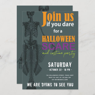 Mermaid Skeleton Halloween Party Kaart