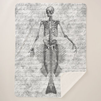 Mermaid Skeleton White BG Sherpa Deken