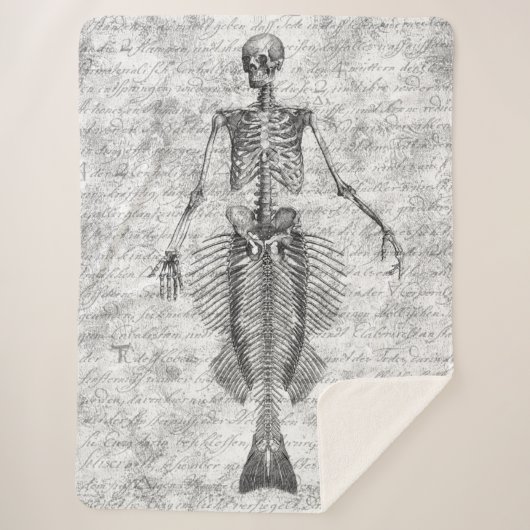 Mermaid Skeleton White BG Sherpa Deken (Voorkant)