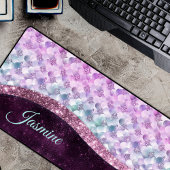 Mermaid skin roink Silver Glitter monogram Bureaumat