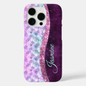 Mermaid skin roink Silver Glitter monogram Case-Mate iPhone Case (Achterkant)