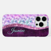 Mermaid skin roink Silver Glitter monogram Case-Mate iPhone Case (Achterkant (horizontaal))