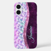 Mermaid skin roink Silver Glitter monogram Case-Mate iPhone Case (Achterkant)