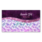 Mermaid skin roink Silver Glitter monogram Magnetisch Visitekaartje (Voorkant)