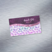 Mermaid skin roink Silver Glitter monogram Magnetisch Visitekaartje (Voorbeeld)