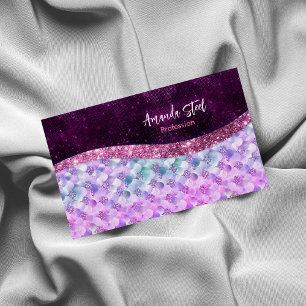 Mermaid skin roink Silver Glitter monogram Magnetisch Visitekaartje