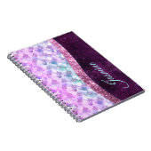 Mermaid skin roink Silver Glitter monogram Notitieboek (Rechterzijde)