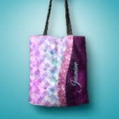 Mermaid skin roink Silver Glitter monogram Tote Bag