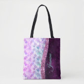 Mermaid skin roink Silver Glitter monogram Tote Bag (Voorkant)