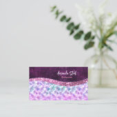 Mermaid skin roink Silver Glitter monogram Visitekaartje (Staand voorkant)