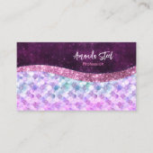 Mermaid skin roink Silver Glitter monogram Visitekaartje (Voorkant)